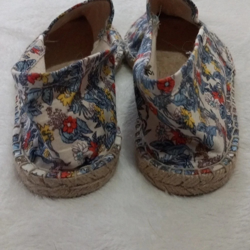 Soludos Floral Espadrille Flats Size 10.5 Canvas Jute Slip On Shoes